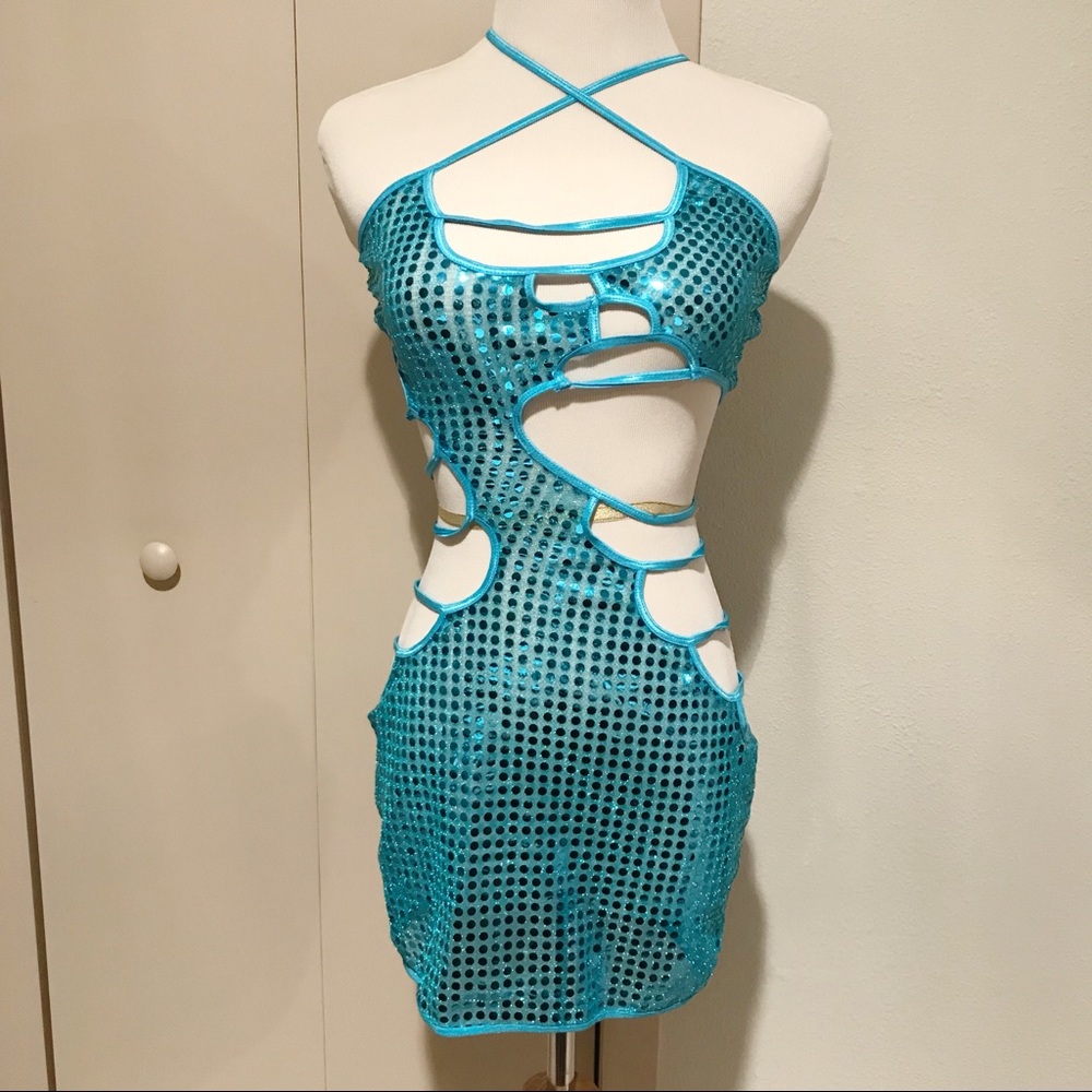 Exotic blue sequin costume / dress